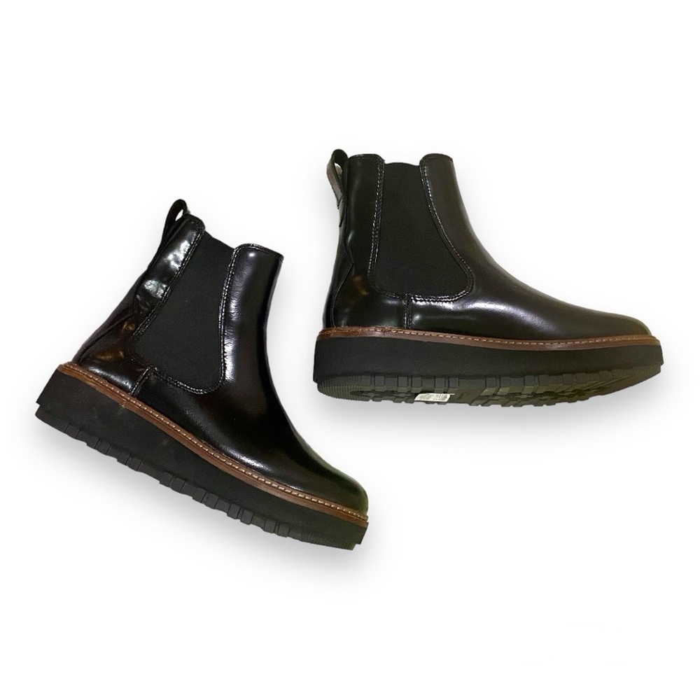 Clarks Orianna Up Black Leather Pull On Chunky Boots 8.5 - Picture 2 of 10